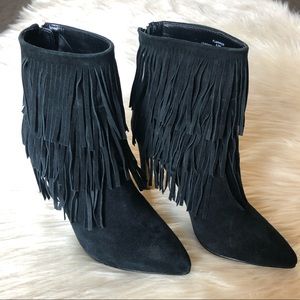 Steve Madden Black Suede Pointed Toe  Ankle Boots